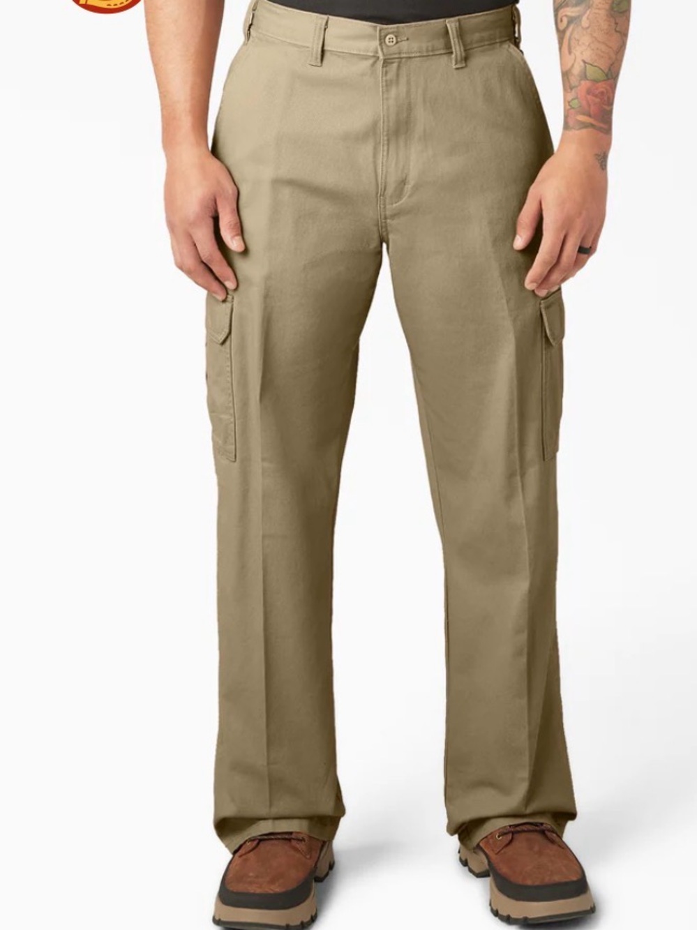 Dickies Tan Cargo Work Pants with Side Pockets